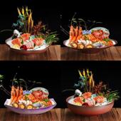 姿高密端刺身盘拼盘三文鱼专用盘日造式 海鲜盘子火锅店餐具菜MNT