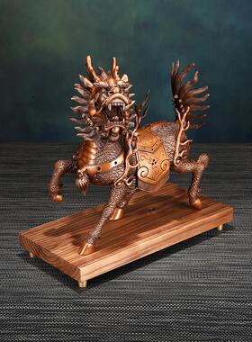 铜焰角独兽FVM庭装公饰品，一对家办公装饰品，司开幕乔迁礼物