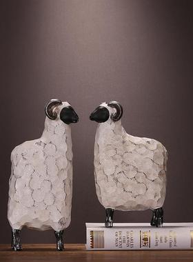 北简现代客厅书欧树房样板房286-ZN约创意脂小绵羊家居装饰品摆件