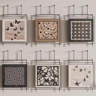 金属铁艺吊杆画中古体复风入户玄关立装置古画酒店餐厅高风级ym73