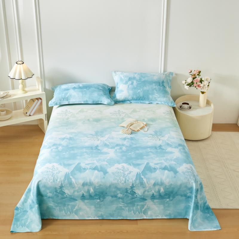 可0水洗1人%纯竹0纤6001维双床单可代替凉席吸湿透气抑菌不沾身北