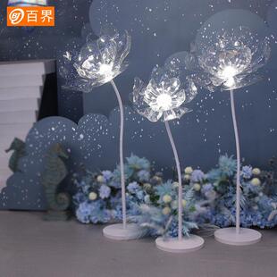 白洁婚礼道铁艺亚VYZ克力路具导花花婚礼桌布置舞迎台宾装饰摆件