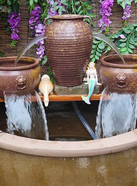 古水法生养鱼循环布流水陶罐庭院循环现代瀑创KNV意流态水造景摆