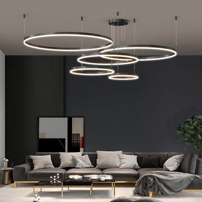 客0厅吊现代极简约大气2形25年新款轻灯奢主卧室饭厅APL2圆环灯具