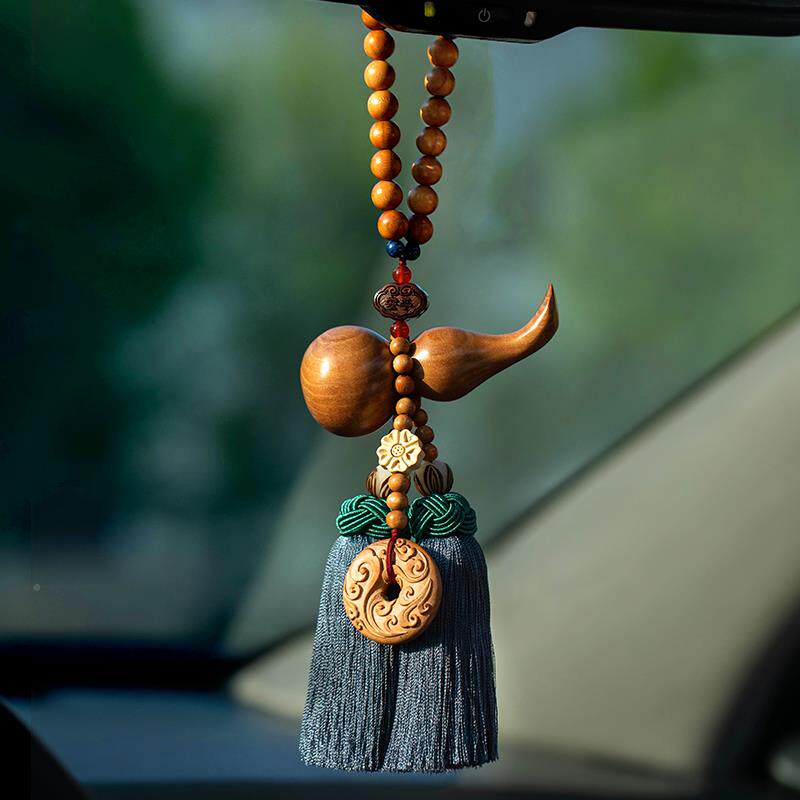 房挂平安葫芦桃木汽车挂件车内朴吊饰平安高端男士女扣D2855车载