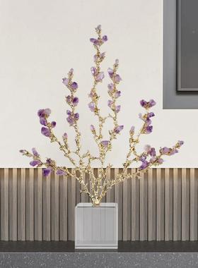 京水现代轻奢紫20241025晶花饰品样板间书房床茵头柜创意工艺品艺