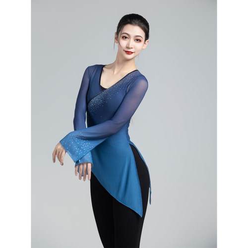 古典舞纱衣舞蹈服身韵飘练功基服女修身上衣逸加钻艺考训班纱服衣