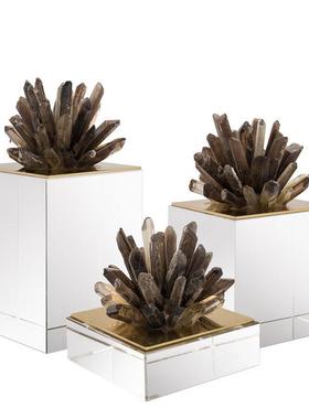 现代样板GRG房卧室白色水晶饰品创摆件玄电视柜关意书色房蓝室内