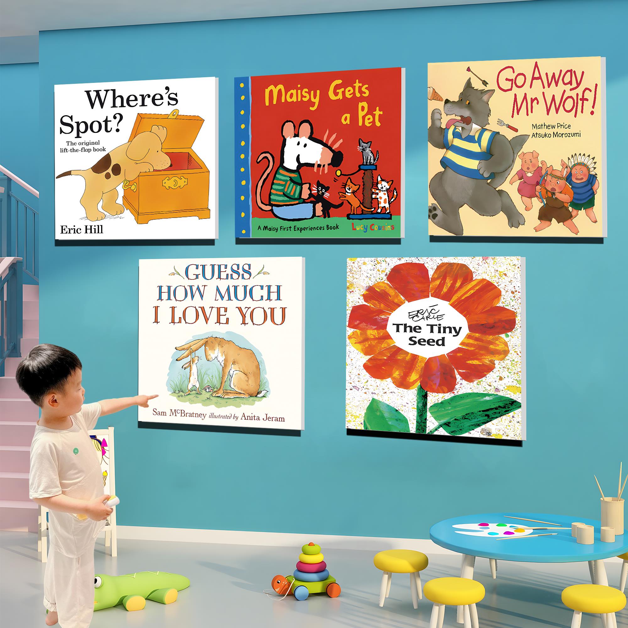 儿童绘本馆墙面装饰幼儿园环创主题成品布置英文阅读图书室馆挂画