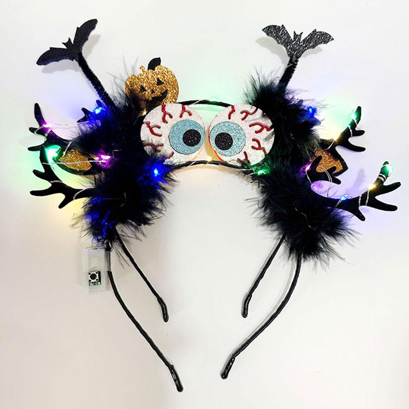 万圣节发光牛角发箍南瓜发箍幼儿园演出派对表演装扮cos拍照道具