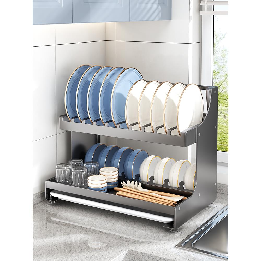厨房置物架多功能碗盘碗碟收纳架碗子收纳盒碗柜家用放碗架沥水架