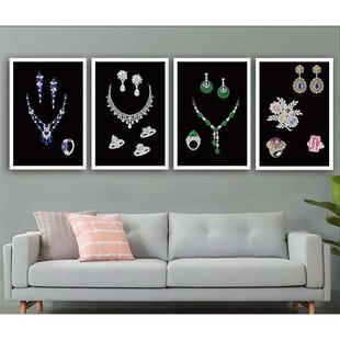 珠宝首饰装饰挂画 戒指/项炼/钻石/翡翠/水晶宣传画 珠宝店贴画