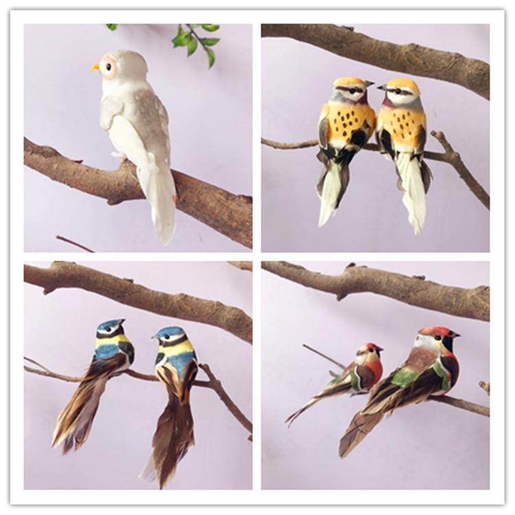 动物模型 彷真喜鹊黄鹂鸟麻雀 猫头鹰羽毛小鸟摄影教科道具玩具