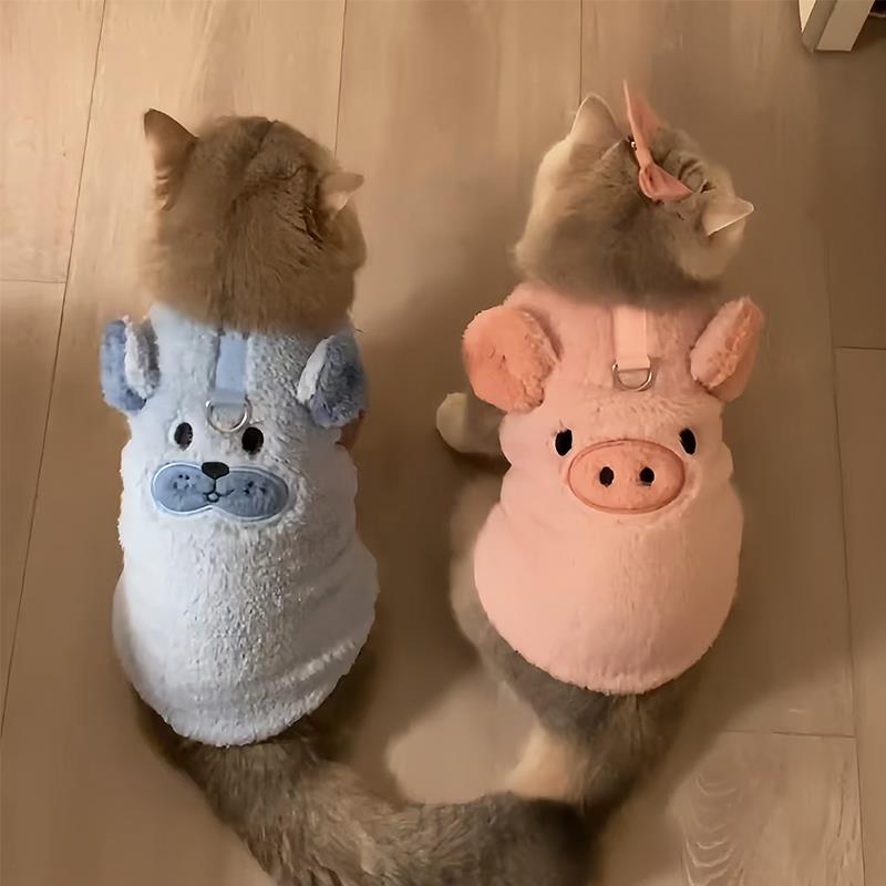 小猫咪衣服可爱卫衣加厚可牵引蓝金英短布偶防掉毛小狗狗加绒马甲
