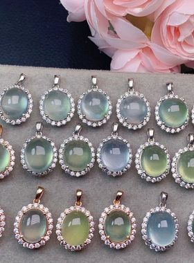 XBK吊坠石12mm925干净晶体冰种