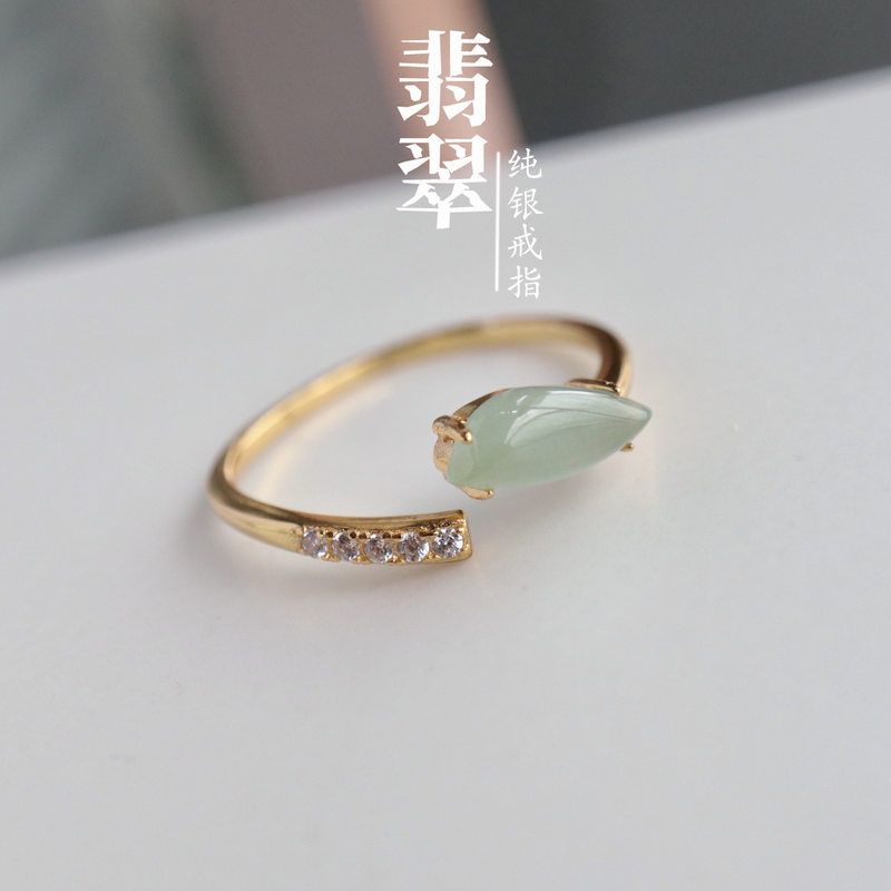 天然危料蓝水翡翠戒指s925银饰