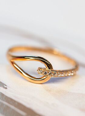 s925纯银镀金食指简约小众设计