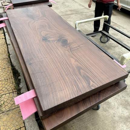 北美黑胡桃木餐桌整板全实木大板桌子家用餐厅原木餐台书桌茶桌