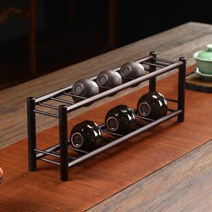 竹制双层杯架茶杯架茶台装饰摆件节节高沥水架茶具配件置物架中式