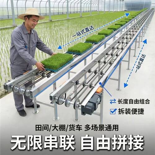可折叠秧苗输送机育秧流水线秧盘输送带育苗塑料大棚育苗盘运输机