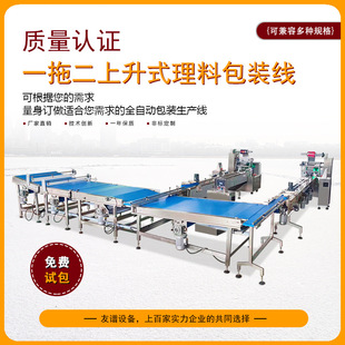 一拖二上升式智能包装设备 饼干装托包装理料线 自动理料包装线