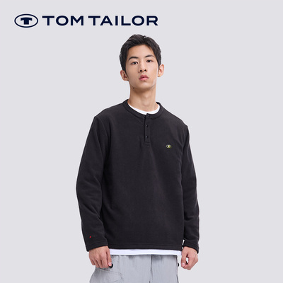 汤姆泰勒秋季保暖长袖抓绒衣男