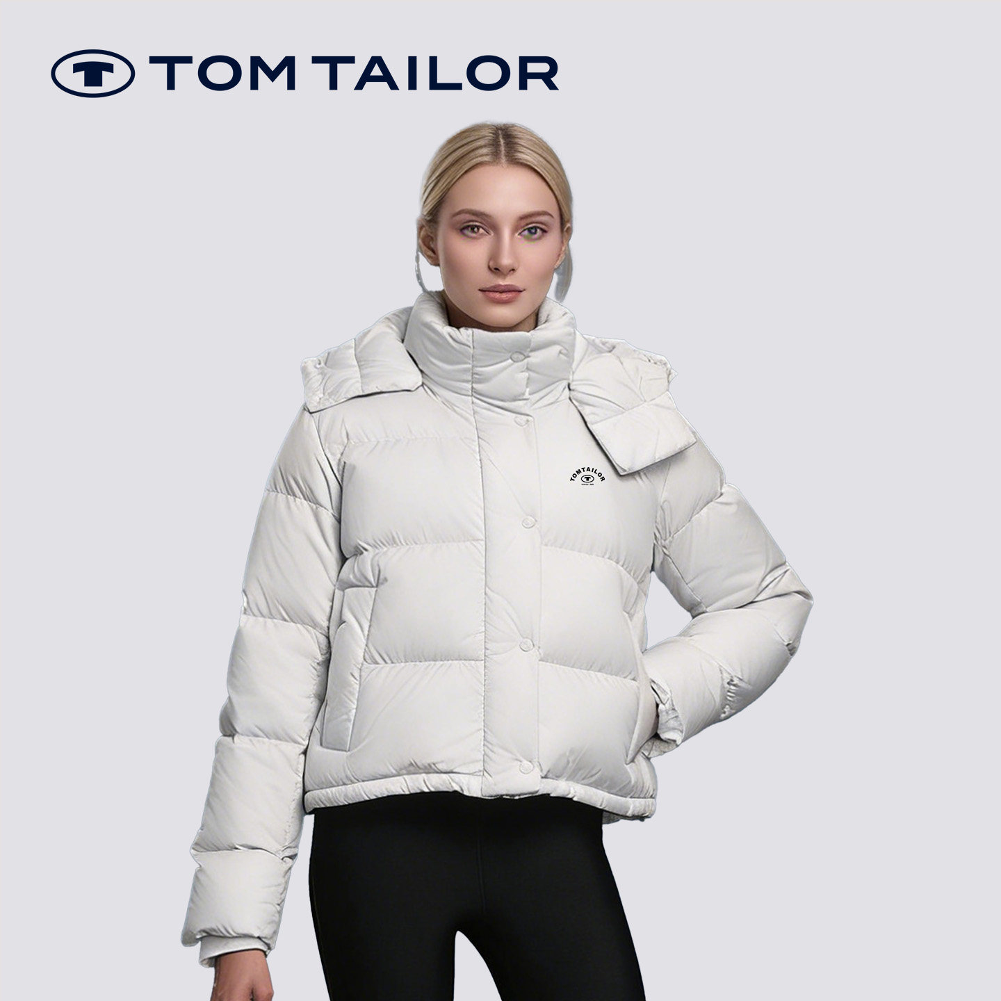 【市集专属】TOM TAILOR新款羽绒服女款黑色加厚保暖立领面包服