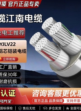 江南 YJLV22国标铠装铝芯电缆线 2-5芯 10-120平方 VLV22三相线