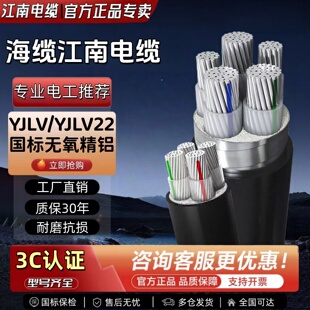 江南电缆 YJLV铝芯电缆线 YJLV22铠装电缆 VLV 架空 地埋 三相线