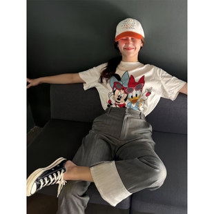 卡通可爱米奇黛西印花宽松圆领休闲短袖 韩系ins风 女T恤夏 果 顽季