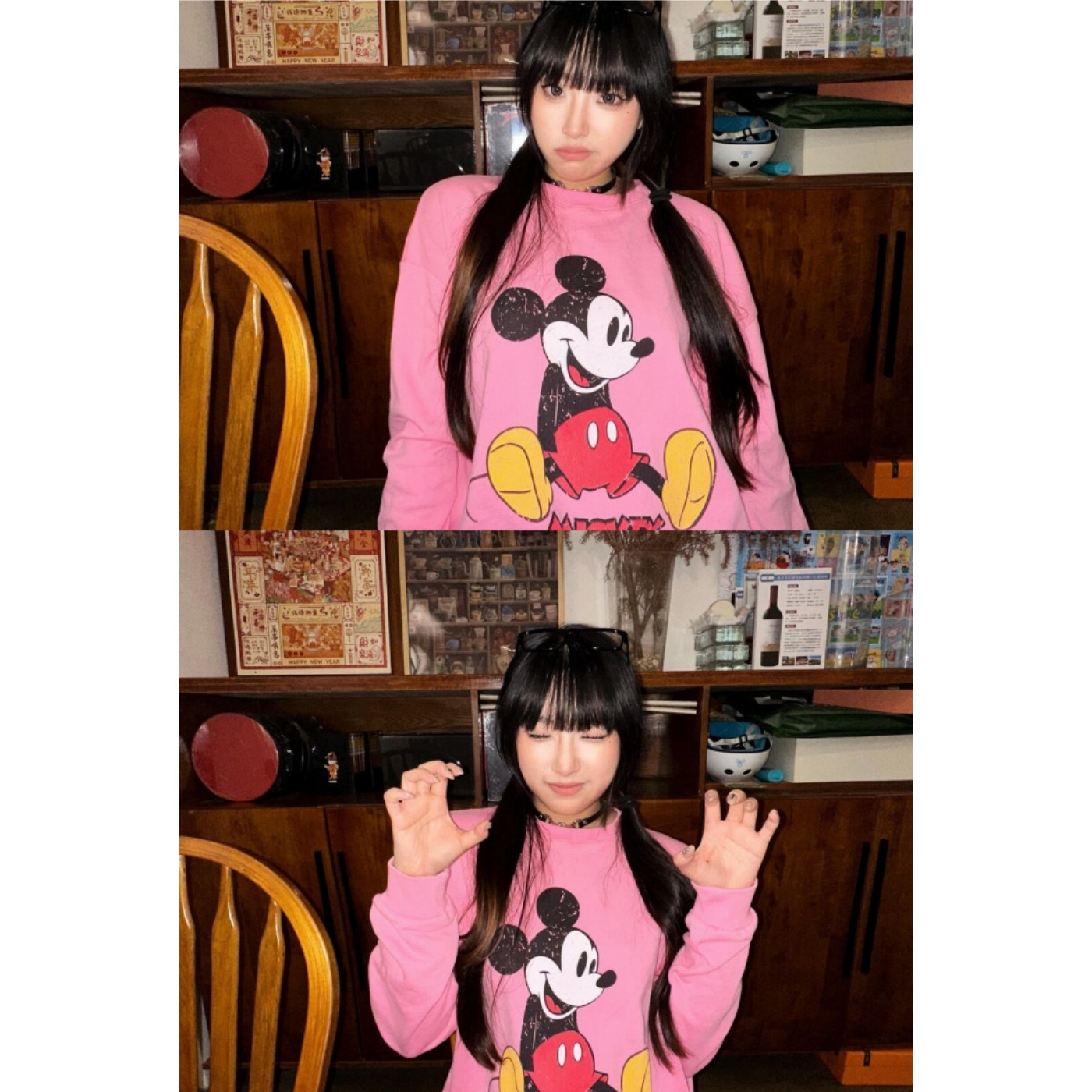 顽季果 早秋氛围感~卡通米奇印花慵懒松弛感圆领粉色卫衣女上衣,女装/女士精品,卫衣/绒衫,淘宝优惠券,粉丝福利购,淘宝优惠卷