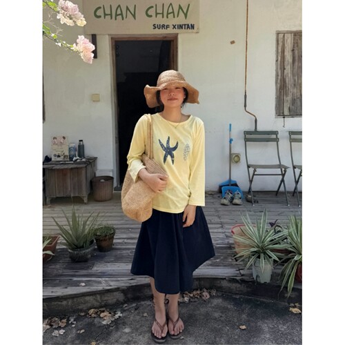海边citywalk海星印花罩衫女T恤