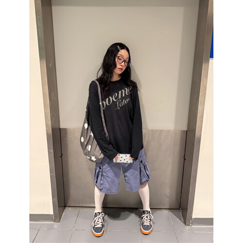 Oldschool复古花体字母长袖女T恤