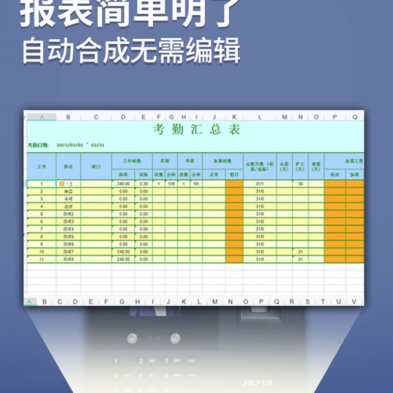 嘉品考勤机 指纹打卡 j人脸考勤机签到 打卡机 员工考勤 免软件免