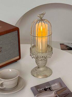 枝悟 覆古做旧鸟笼摆件 小众家居装饰烛台 婚庆桌面布置道具