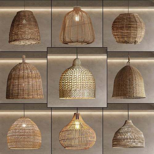 东南亚饭厅藤编吊灯日式覆古中式禅意民宿客厅卧室中古侘寂防风灯