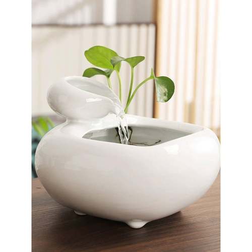 陶瓷小型流水摆件流水循环鱼缸自动循环猫咪饮水器桌面办公室摆件