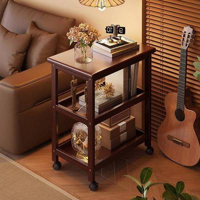 沙发边柜边柜可移动小推车客厅边几茶几实木小桌子卧室床头置物架