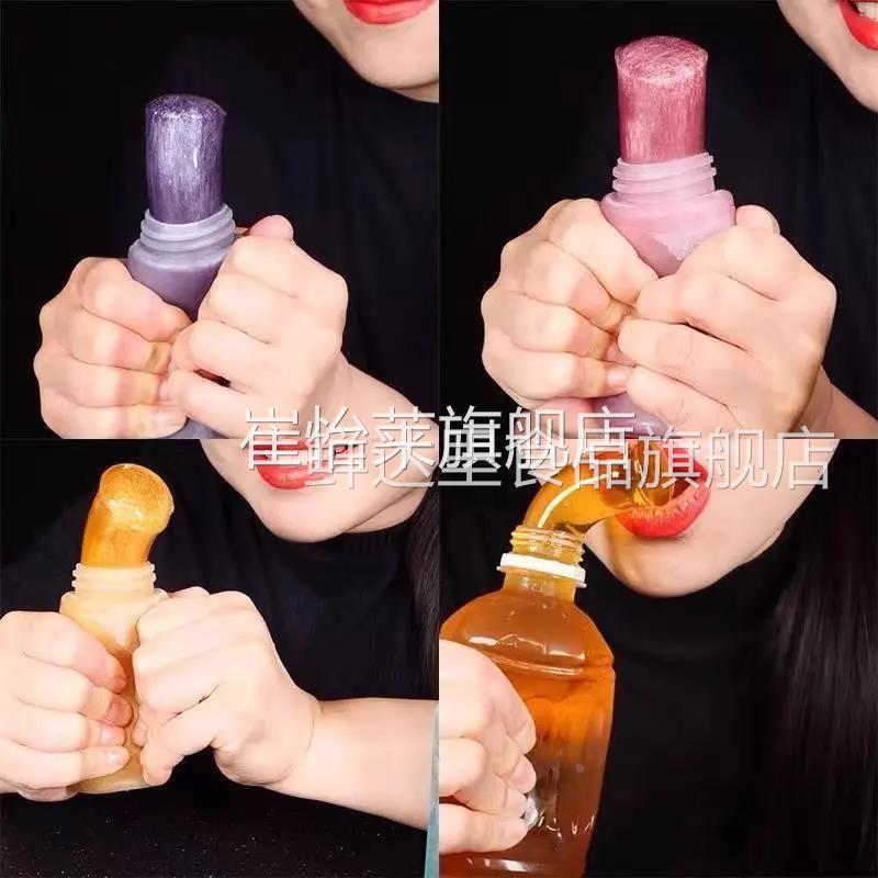 网红快手同款蜂蜜膏果冻吃播asmr咀嚼食音琥珀宝石樱花糖水晶