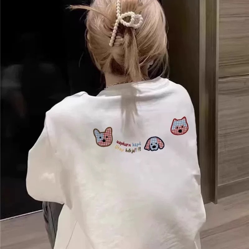 夏季纯棉白色短袖t恤女宽松上衣