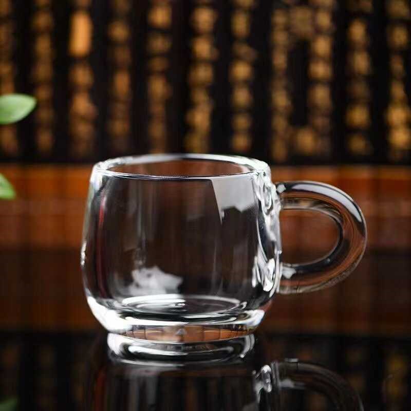 天然白水晶杯手工打磨带s把手端咖啡杯茶杯一杯多用加厚耐热防烫图片