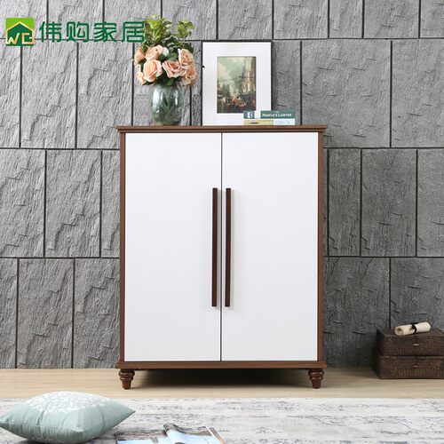 简约环保矮柜组装双色储r物柜白色衣橱挂衣柜E1级实木颗粒板收纳