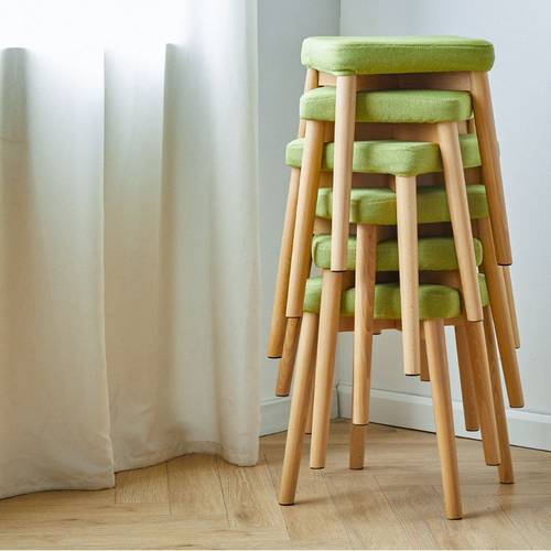 实木凳子家用可叠l放餐凳书桌备用凳简约现代方凳高凳化妆凳小椅