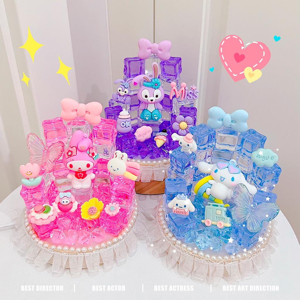 手工DIY冰块城堡小夜灯 材料包创意礼物 酒瓶发光摆件