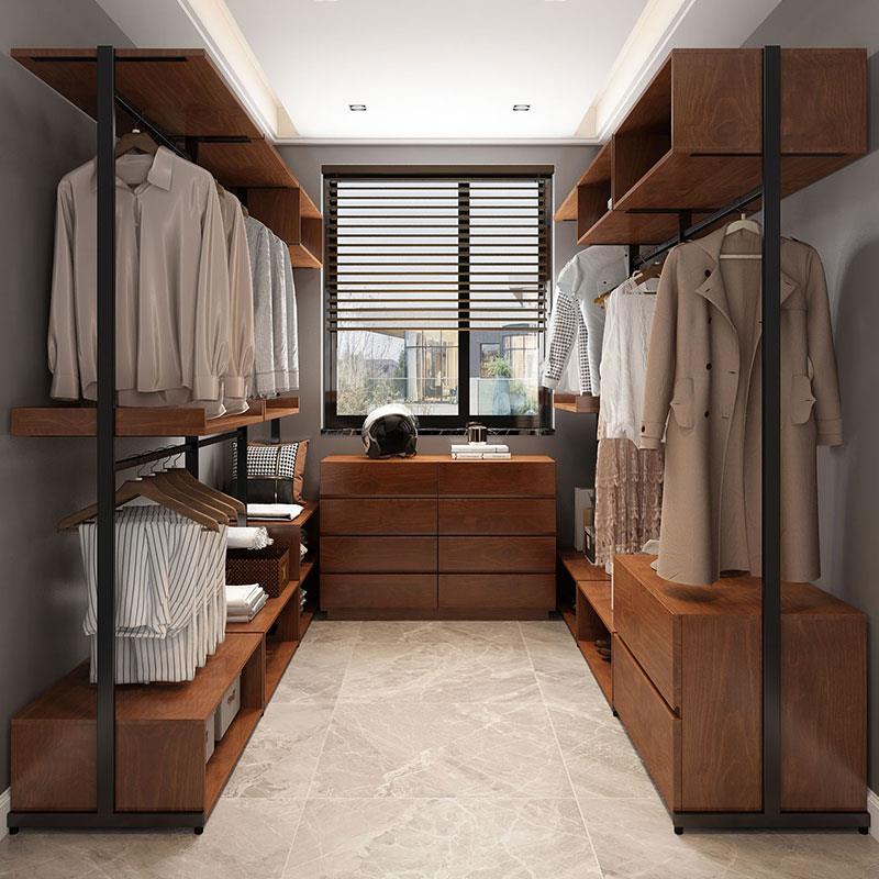 步入式金属衣柜悬挂衣架家用挂衣衣帽间架子组装实木衣柜落地定制