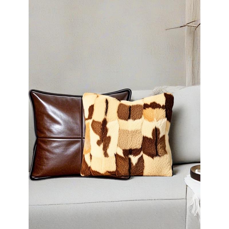 采购产品现代简单的皮革枕头，柔软舒适，办公室腰枕，客厅，卧室