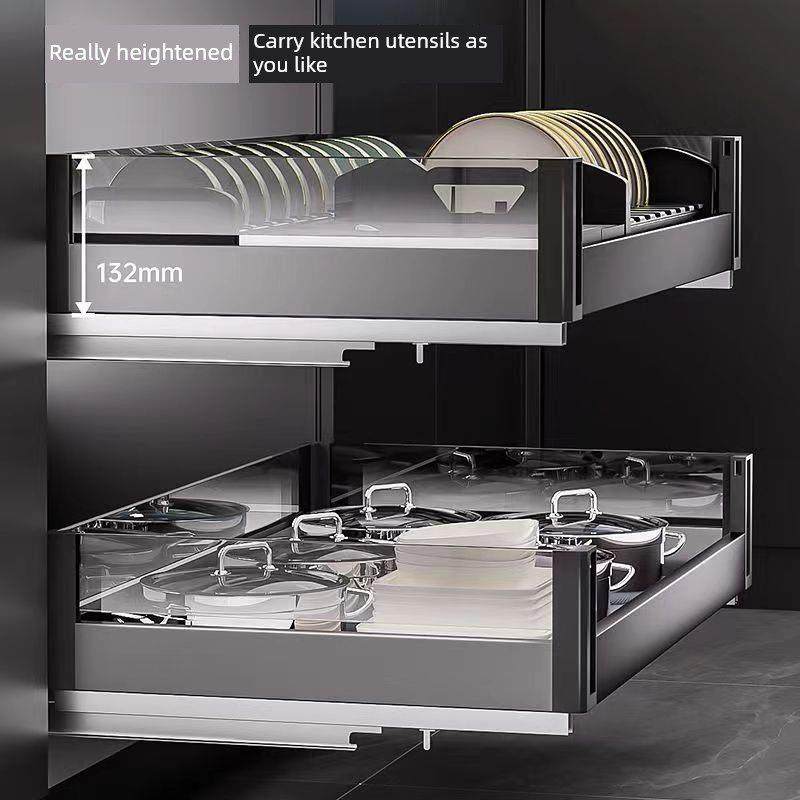 豪华紫水晶玻璃拉篮铝合金拉篮304不锈钢拉篮双层抽屉式慢速大容,家装主材,拉篮,淘宝优惠券,粉丝福利购,淘宝优惠卷