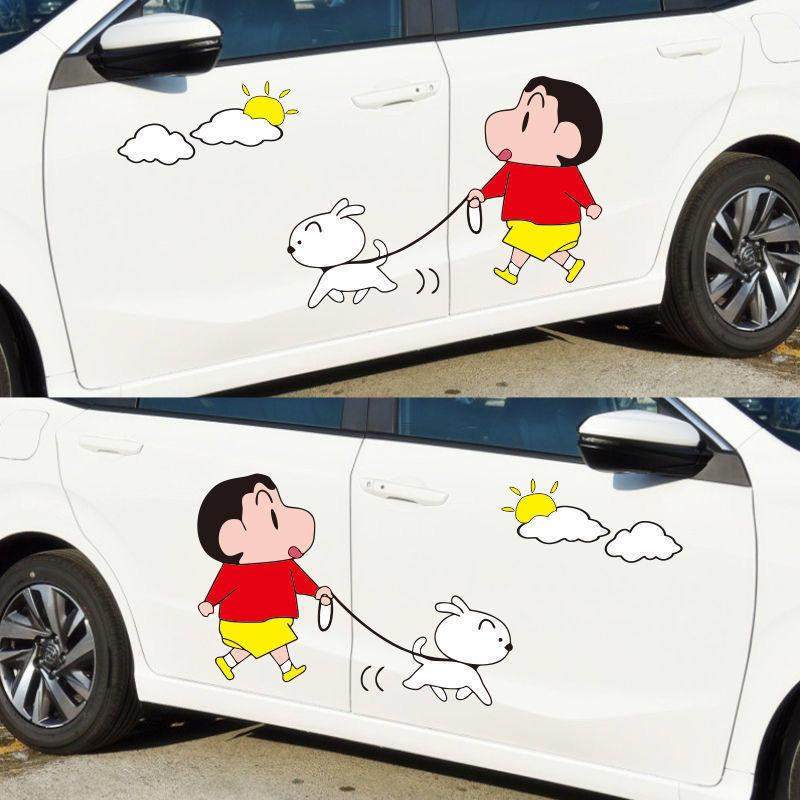 蜡笔小新卡通车贴贴画 画车身车门后照镜遮挡画 划痕装饰汽车贴纸