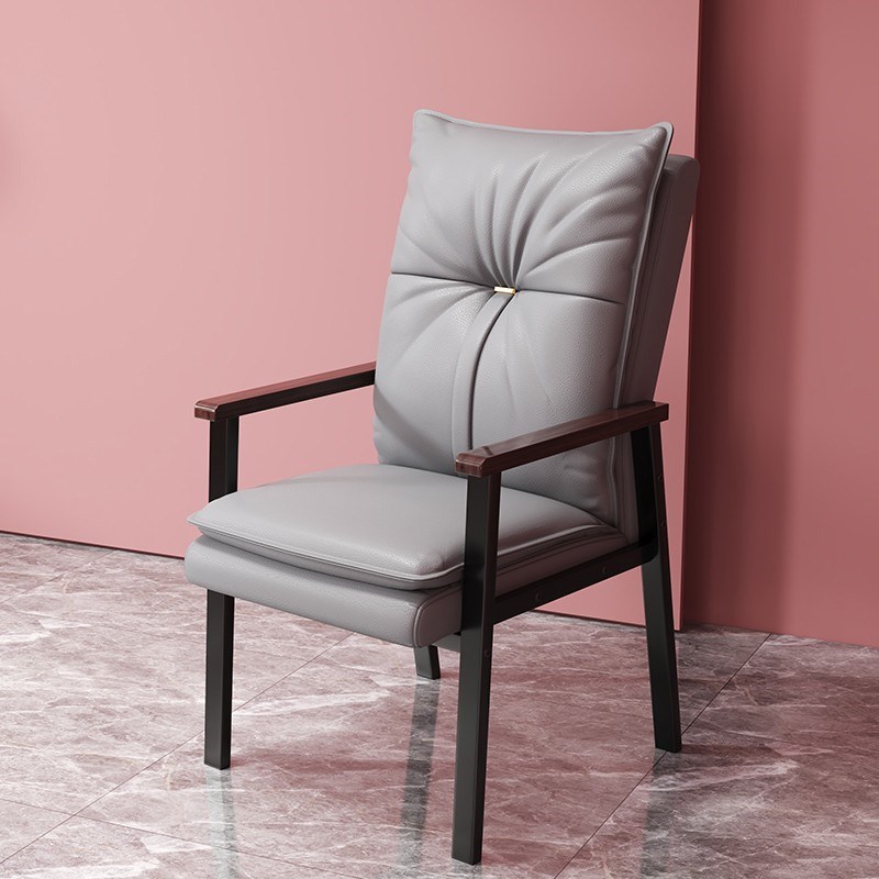 电脑椅简约办公椅会议椅木质扶手四脚椅子麻将棋牌室椅子双靠背椅