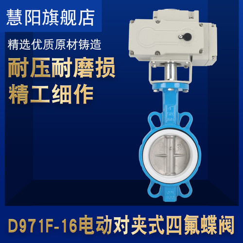D971F-16 电动对夹式蝶阀 电动衬氟蝶阀阀DN50 65 80 100 150 200